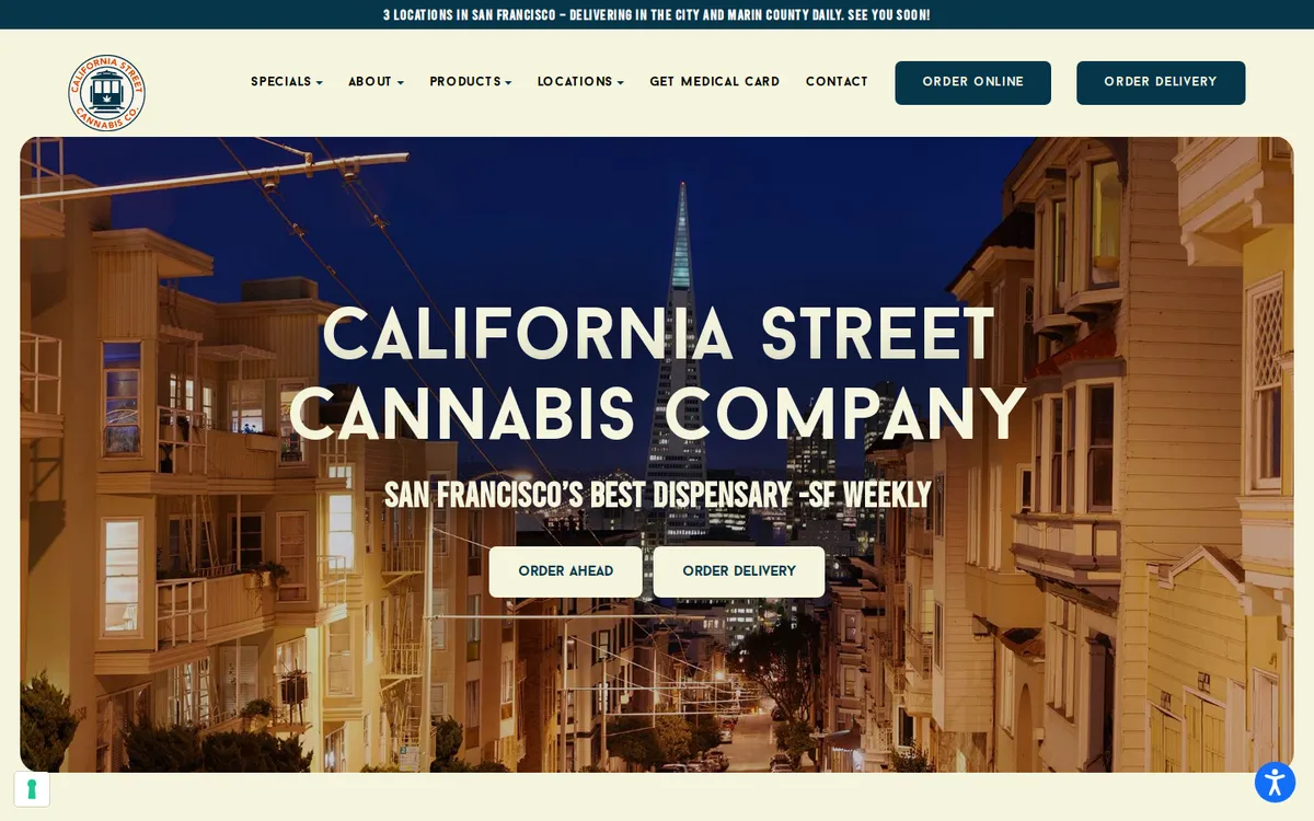 California Street Cannabis website on desktop