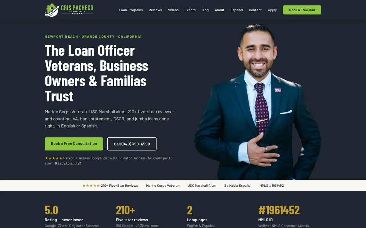 Cris Pacheco Loans website on desktop