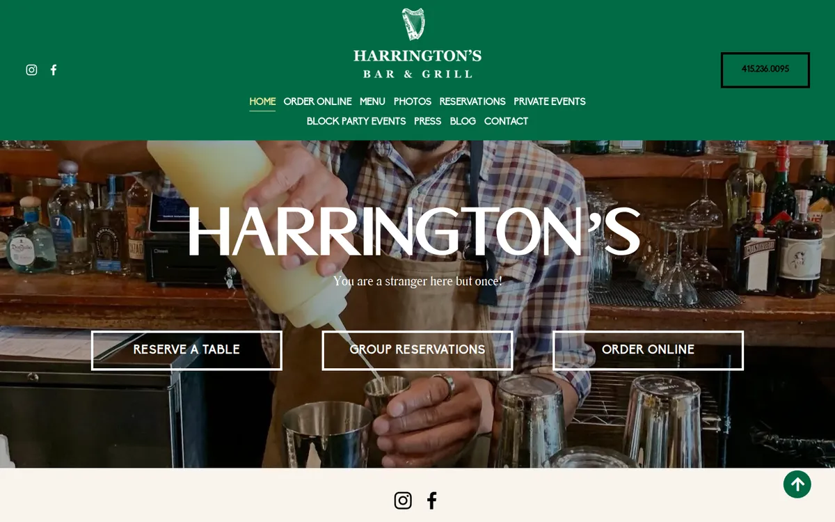 The Harrington's Bar & Grill website we built