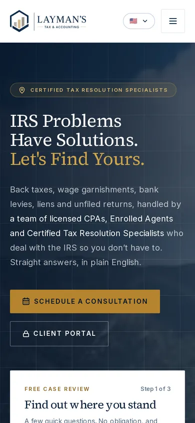 Layman's Tax & Accounting website on mobile